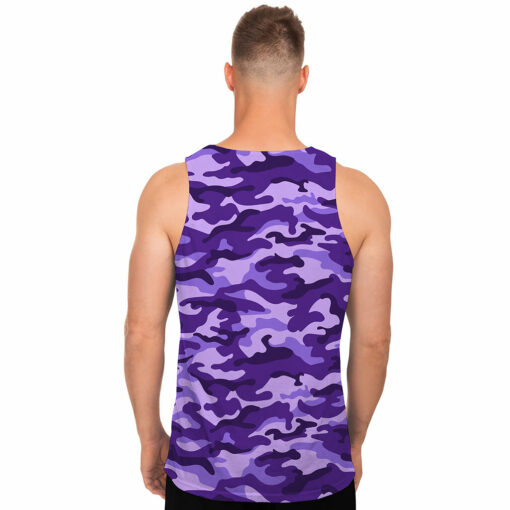 Purple Camouflage Print Men's Tank Top