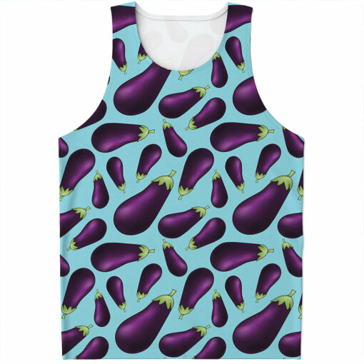 Purple Eggplant Pattern Print Men's Tank Top