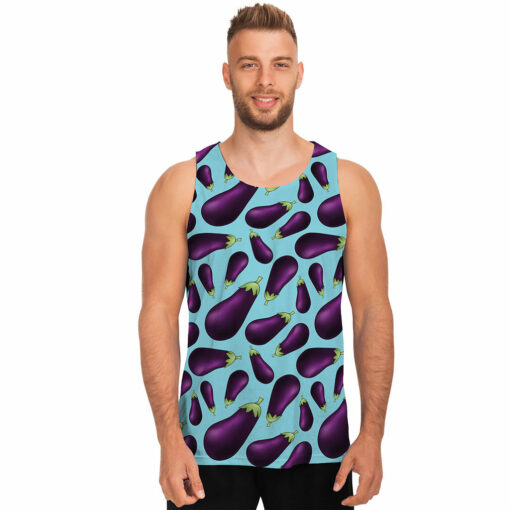 Purple Eggplant Pattern Print Men's Tank Top