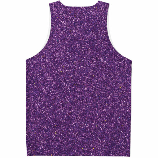 Purple (NOT Real) Glitter Print Men's Tank Top