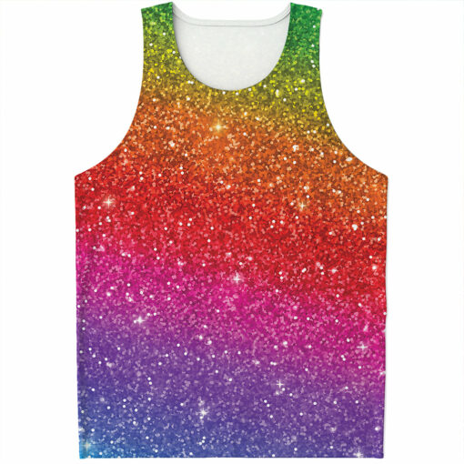 Rainbow (NOT Real) Glitter Artwork Print Men's Tank Top