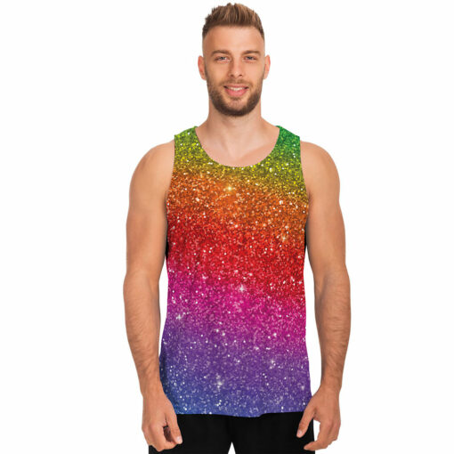 Rainbow (NOT Real) Glitter Artwork Print Men's Tank Top
