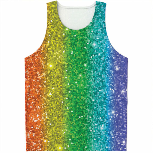 Rainbow (NOT Real) Glitter Print Men's Tank Top