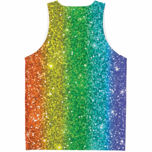 Rainbow (NOT Real) Glitter Print Men's Tank Top