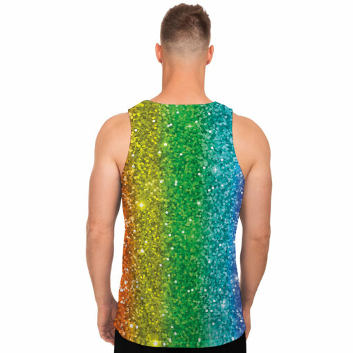 Rainbow (NOT Real) Glitter Print Men's Tank Top