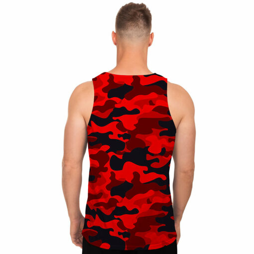 Red And Black Camouflage Print Men's Tank Top