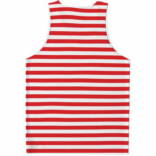 Red And White Striped Pattern Print Men's Tank Top