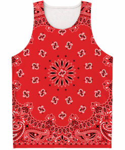 Red Black And White Bandana Print Men's Tank Top