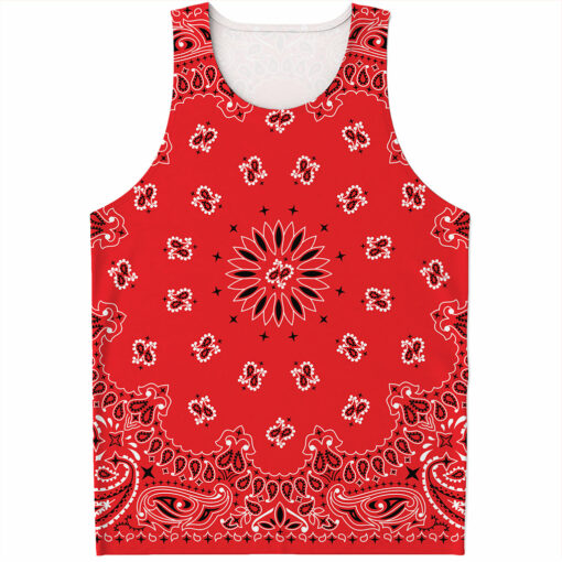 Red Black And White Bandana Print Men's Tank Top