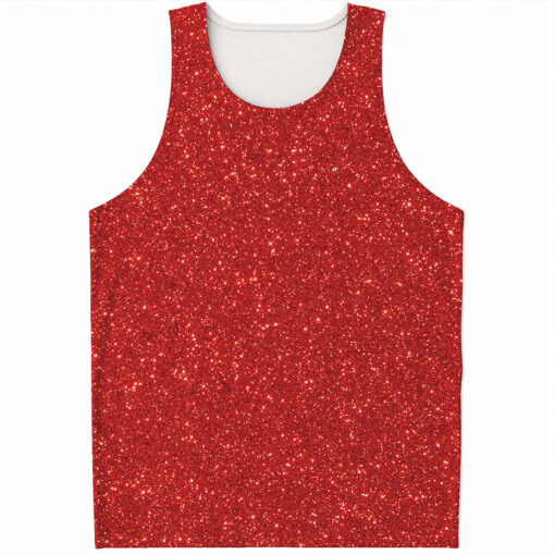 Red (NOT Real) Glitter Print Men's Tank Top