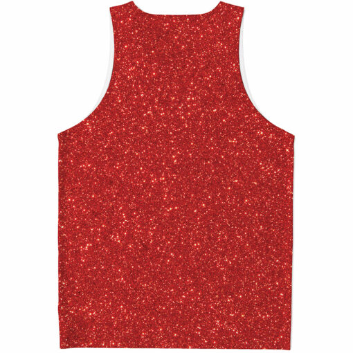 Red (NOT Real) Glitter Print Men's Tank Top