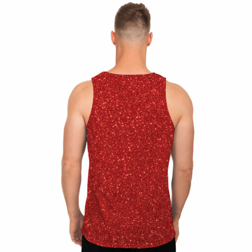 Red (NOT Real) Glitter Print Men's Tank Top