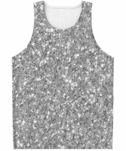 Silver (NOT Real) Glitter Print Men's Tank Top