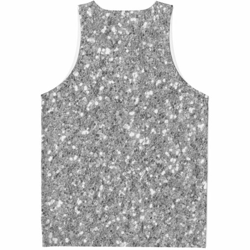 Silver (NOT Real) Glitter Print Men's Tank Top