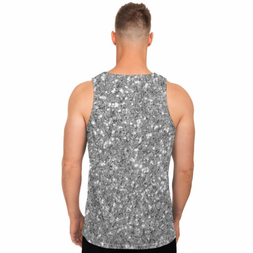Silver (NOT Real) Glitter Print Men's Tank Top
