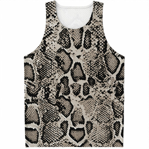 Tan And Black Snakeskin Print Men's Tank Top