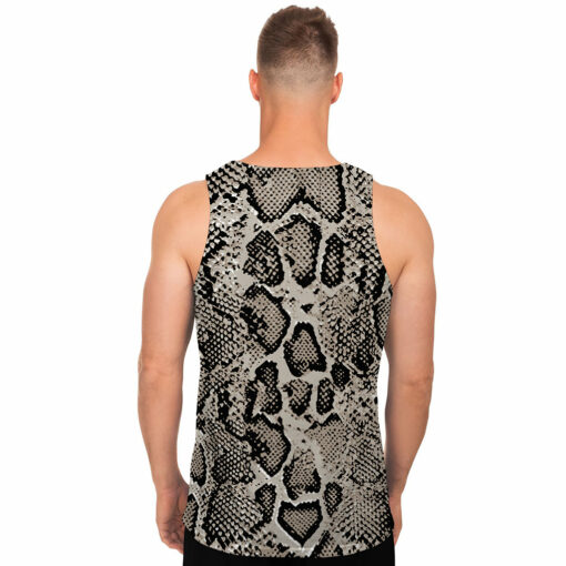 Tan And Black Snakeskin Print Men's Tank Top