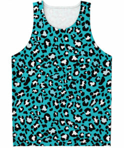 Turquoise Leopard Print Men's Tank Top