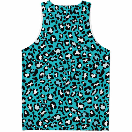 Turquoise Leopard Print Men's Tank Top