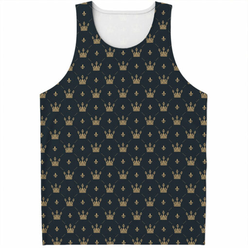 Vintage Crown Pattern Print Men's Tank Top