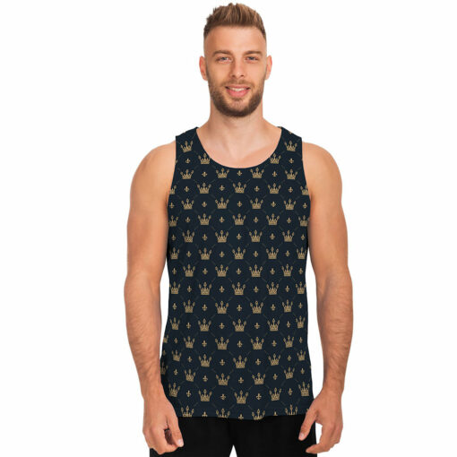 Vintage Crown Pattern Print Men's Tank Top