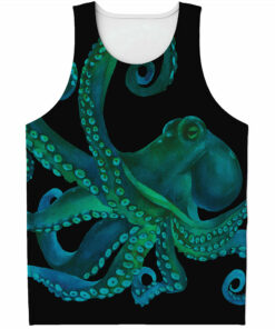 Watercolor Octopus Print Men's Tank Top