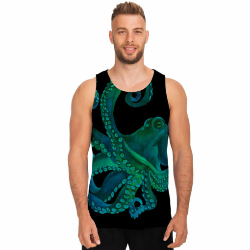 Watercolor Octopus Print Men's Tank Top
