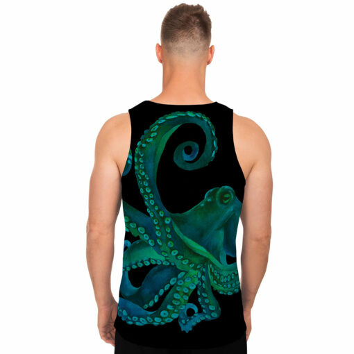 Watercolor Octopus Print Men's Tank Top