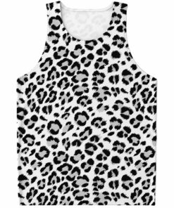 White Leopard Print Men's Tank Top
