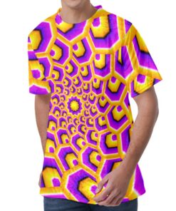 Yellow Hive Moving Optical Illusion Men's Velvet T-Shirt