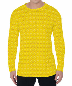 Yellow Plastic Building Blocks Print Men's Long Sleeve T-Shirt