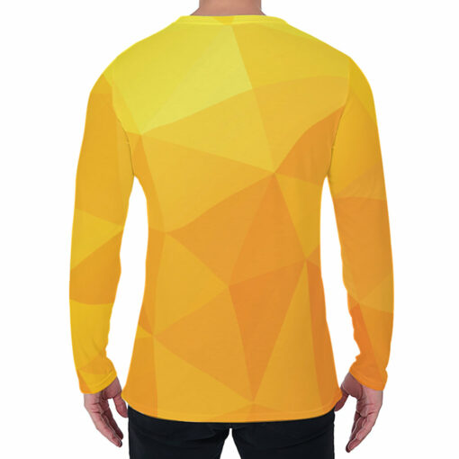 Yellow Polygonal Geometric Print Men's Long Sleeve T-Shirt