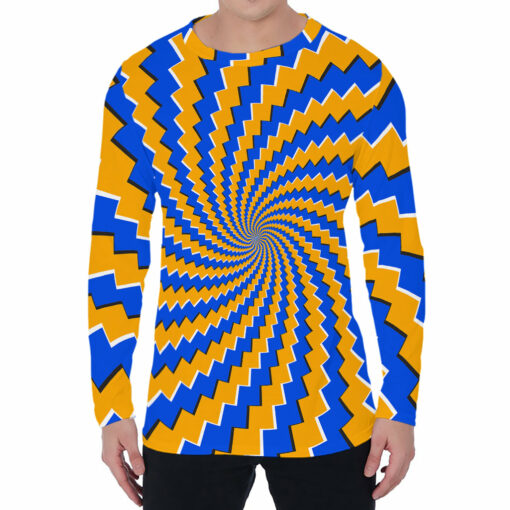 Yellow Spiral Moving Optical Illusion Men's Long Sleeve T-Shirt