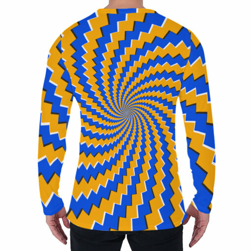 Yellow Spiral Moving Optical Illusion Men's Long Sleeve T-Shirt