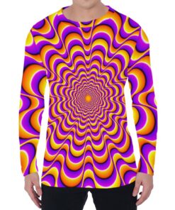 Yellow Splashing Moving Optical Illusion Men's Long Sleeve T-Shirt