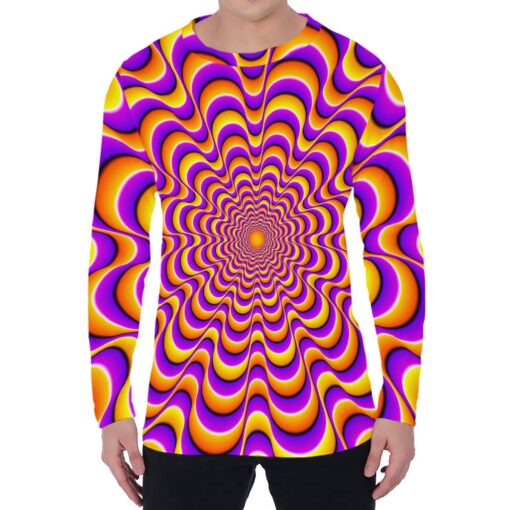 Yellow Splashing Moving Optical Illusion Men's Long Sleeve T-Shirt