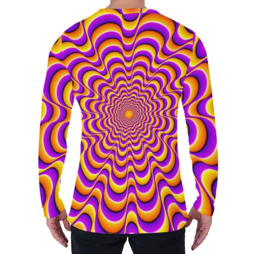 Yellow Splashing Moving Optical Illusion Men's Long Sleeve T-Shirt