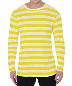 Yellow Striped Pattern Print Men's Long Sleeve T-Shirt