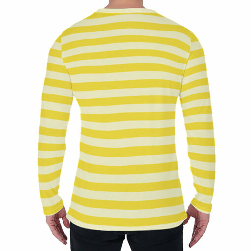 Yellow Striped Pattern Print Men's Long Sleeve T-Shirt