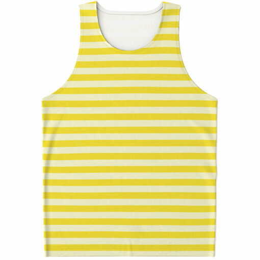 Yellow Striped Pattern Print Men's Tank Top