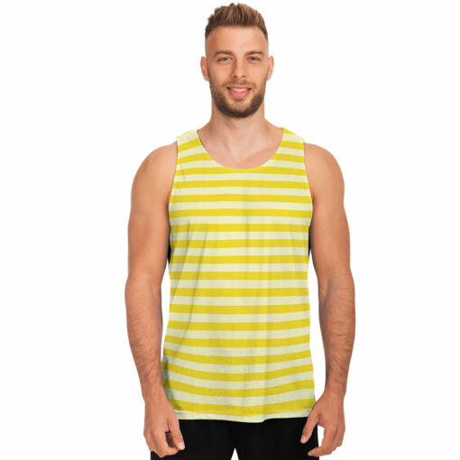 Yellow Striped Pattern Print Men's Tank Top