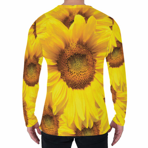 Yellow Sunflower Print Men's Long Sleeve T-Shirt