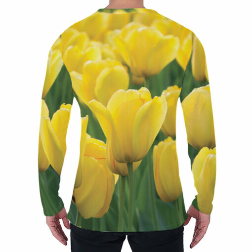 Yellow Tulip Print Men's Long Sleeve T-Shirt