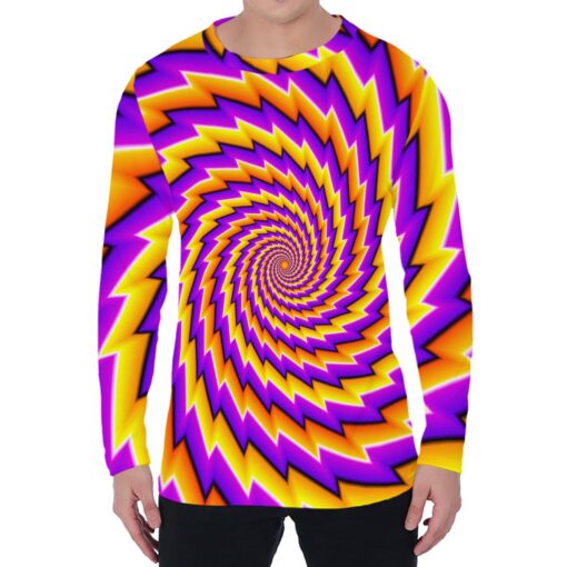 Yellow Twisted Moving Optical Illusion Men's Long Sleeve T-Shirt
