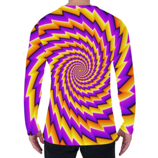 Yellow Twisted Moving Optical Illusion Men's Long Sleeve T-Shirt