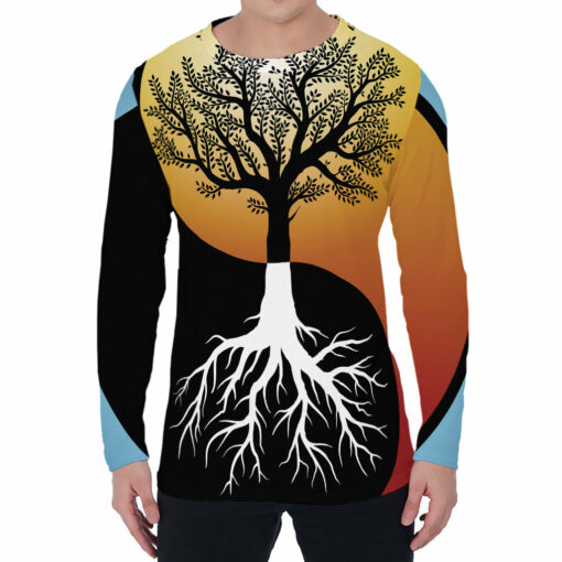 Yin Yang Tree Of Life Print Men's Long Sleeve T-Shirt