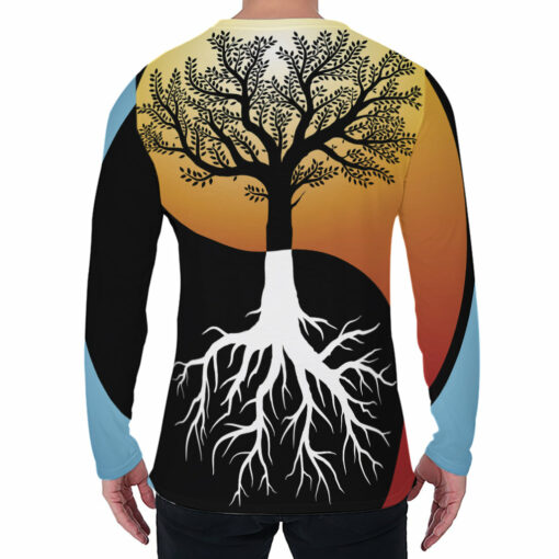Yin Yang Tree Of Life Print Men's Long Sleeve T-Shirt