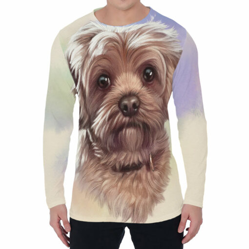Yorkshire Terrier Portrait Print Men's Long Sleeve T-Shirt