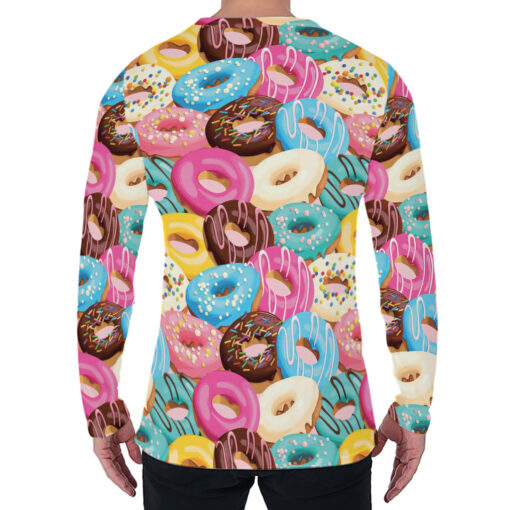 Yummy Donut Pattern Print Men's Long Sleeve T-Shirt