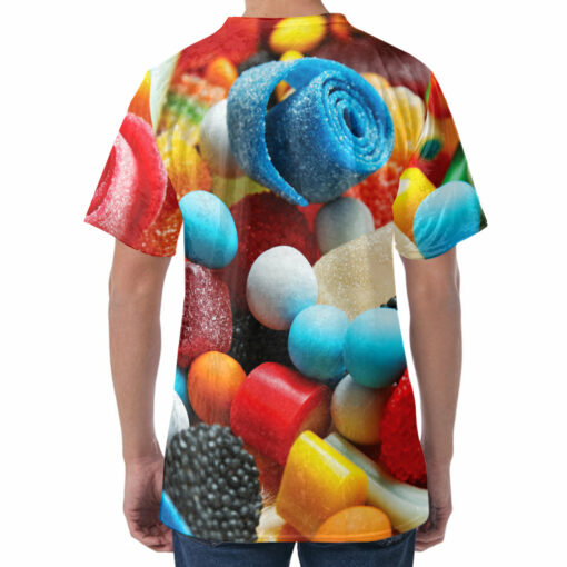 Yummy Gummy Print Men's Velvet T-Shirt
